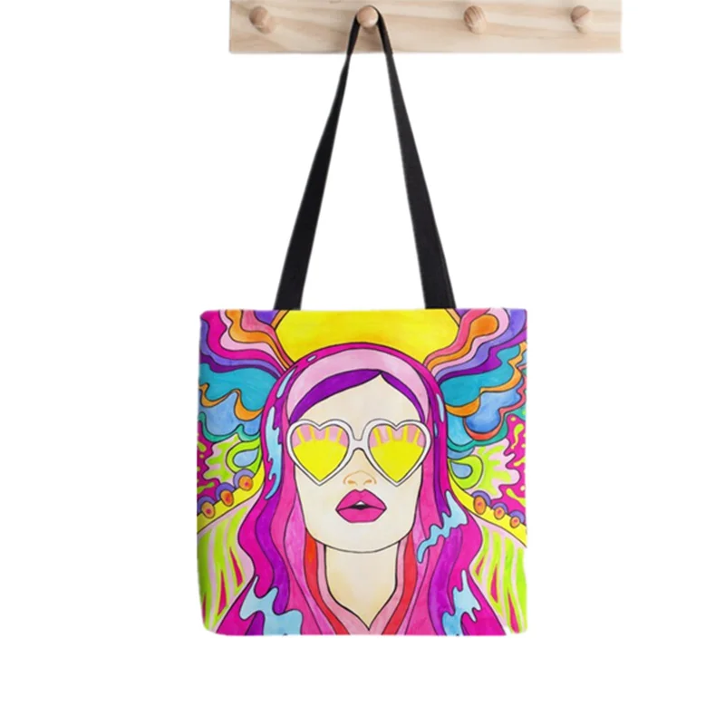 Shopper Seamless comix Printed Tote Bag women interesting Harajuku shopper handbag girl Shoulder shopping bag Lady Canvas Bag