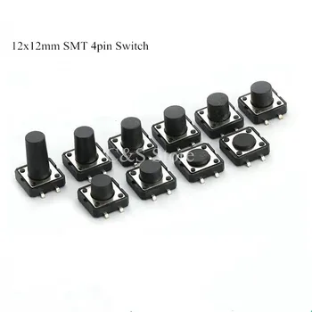 

20pcs PCB Tactile Tact Mini Push Button Switch SMD 4pin Micro switch 12*12*4.3/5/6/7/8/9 MM 12x12*4.3MM/5MM/6MM/7MM/8MM/9MM