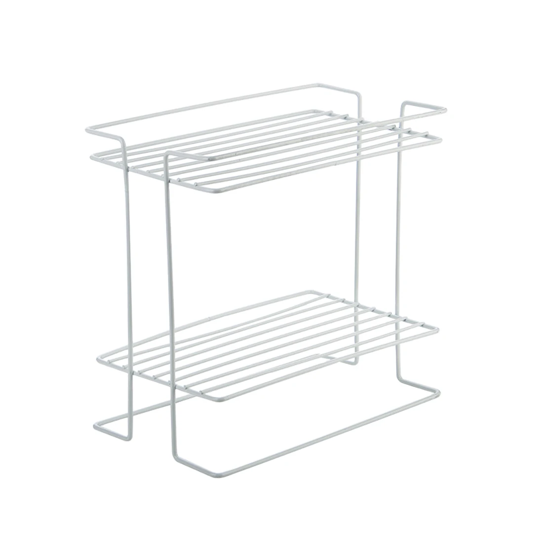 

Iron Art Double Layer Spice Rack Multifunction Storage Holder - White