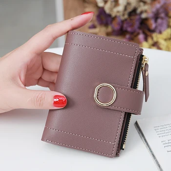 

New Women Wallet Many Departments Card Holder Foldable Ladies Small Purse Zipper Hasp Card Case High Quality Female Wallets