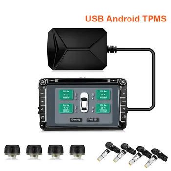

USB Smart Car TPMS Android DVD Navigation Car Tire Pressure Monitoring System External Internal Sensors Tyre Alarm 0-116Psi
