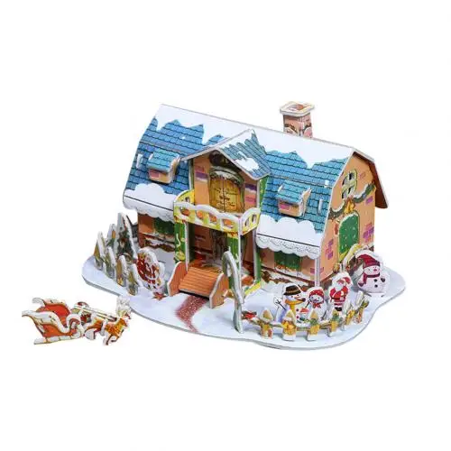 1 Набор, детская 3D бумажная доска, головоломка, строительная сборка, игрушка для раннего обучения, детский подарок, сделай сам, сборка, развивающая игрушка, подарок - Цвет: Christmas Villa