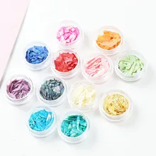 Японский стиль маникюрный Корпус Ультратонкий 12 цветов Abalone раздавить пять цветов мусора дизайн ногтей DIY украшения блесток