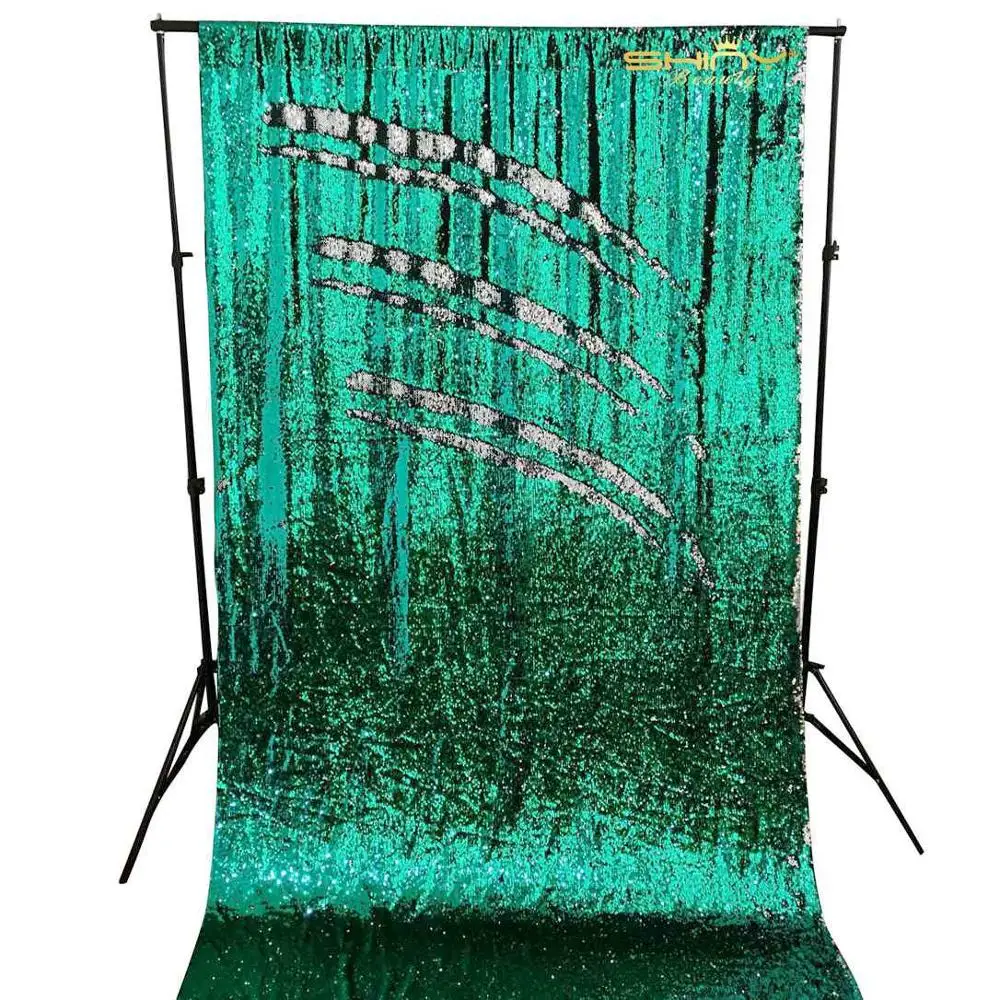Sequin Curtains Green 2FTx8FT Prom Backgrounds Photo Curtain Backdrop Silver Sequin Backdrops Reversible-M191010 |