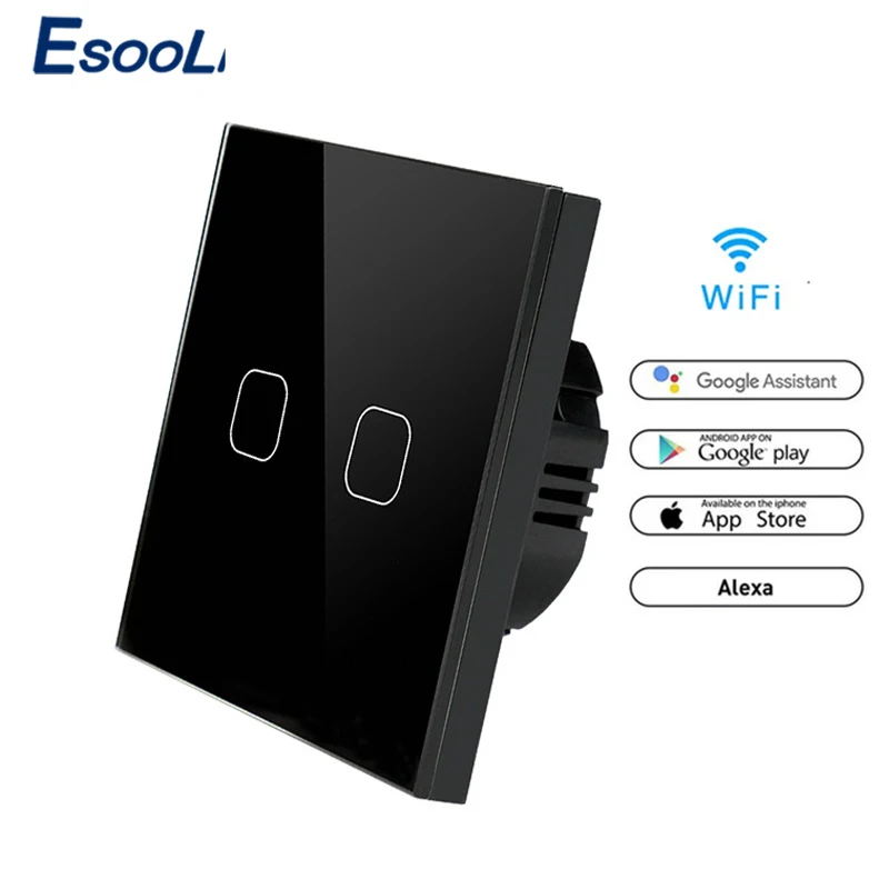 EsooLi 86 Тип сенсорный переключатель умный светильник переключатель wifi светильник переключатель приложение беспроводной пульт дистанционного управления стандарт ЕС работа с Alexa Google Home