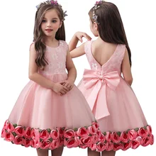 Новое летнее свадебное платье для новорожденных Пышное Платье с цветочным рисунком для маленьких девочек От 0 до 6 лет детский праздничный костюм на день рождения для девочек