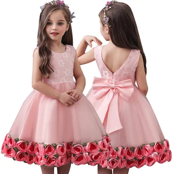 

New Summer Newborn Kids Wedding Dress Baby Girl Flower Puffy Dress 0-6 Years Child Girl Birthday Party Costume
