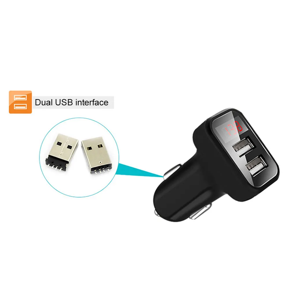 Vehemo Dual USB 2.1A автомобильное зарядное устройство двойной зарядное устройство USB дисплей тока Автомобильное зарядное устройство адаптер мобильный телефон прочный