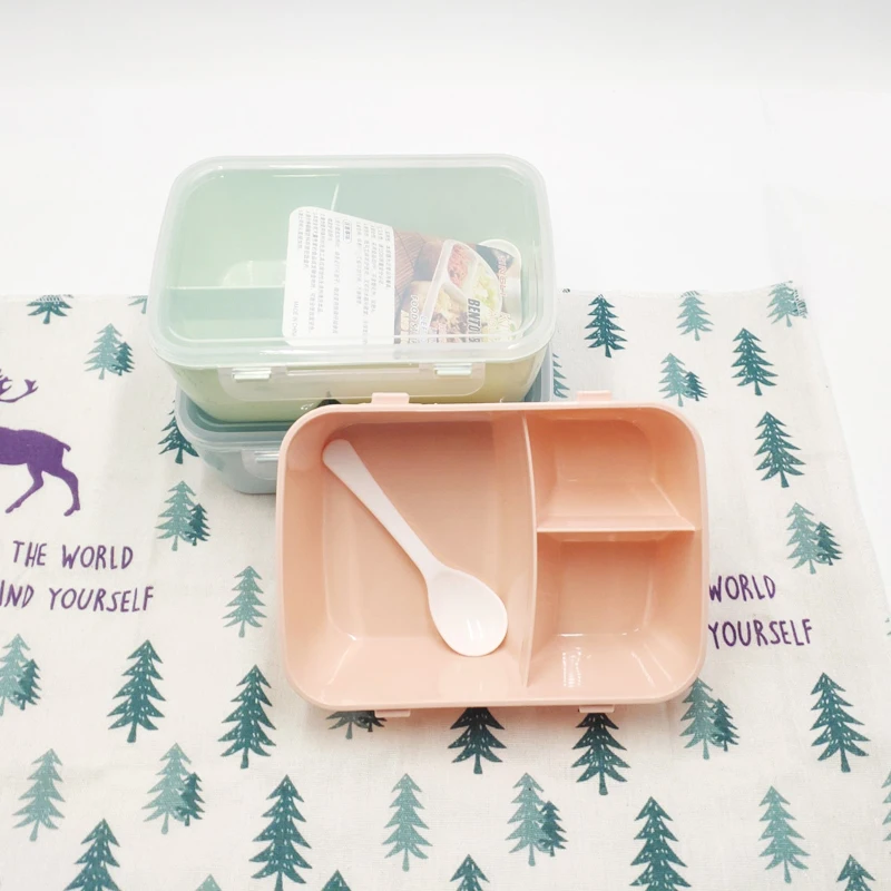 1 шт. Piezas Contenedor De Comida De Plstico Saludable Caja De Almuerzo Porttil Con Cuchara Capacidad De Camping Picnic Comida Co