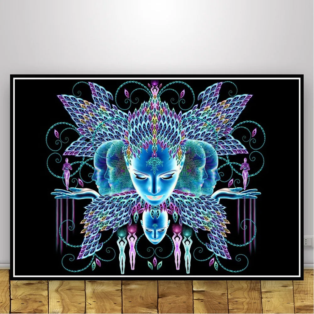 NT015 Blacklight картина маслом Современный психоделический абстрактный психоделический плакат настенная художественная картина Печать холст Декор для гостиной дома комнаты - Цвет: Многоцветный