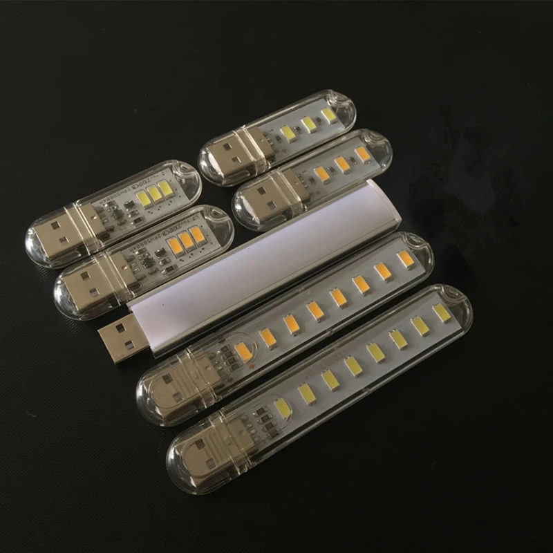 

USB LED Night Lights 3LEDs 8LEDs 10/20/24LEDs Bulb 5V Power Input White 5000-6500K Warm White 3000-3500K USB book light 1pc