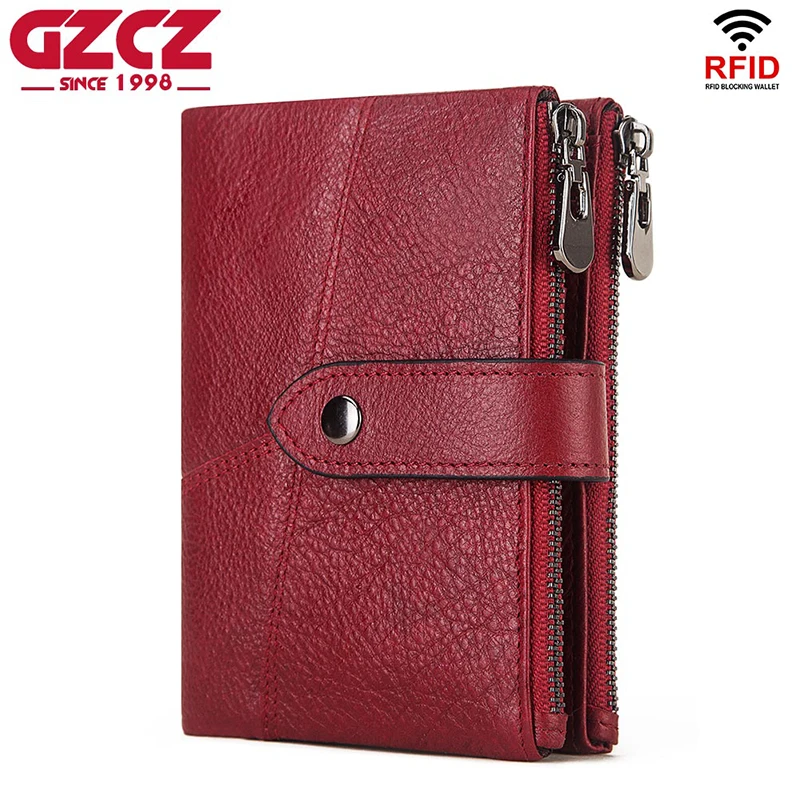 GZCZ Rfid кошелек из натуральной кожи для мужчин Crazy Horse кошельки короткий монет