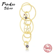 Модные очаровательные серебряные оригинальные 1:1 копия, одиночное Стерлинговое Серебро Lucky Blue Fish мульти-кольцо серьги Роскошные ювелирные изделия подарок для женщин