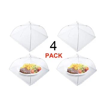 

NEW-a Set Of 4 White Food Covers Foldable Food Covers Are Perfect for Fruit Picnics