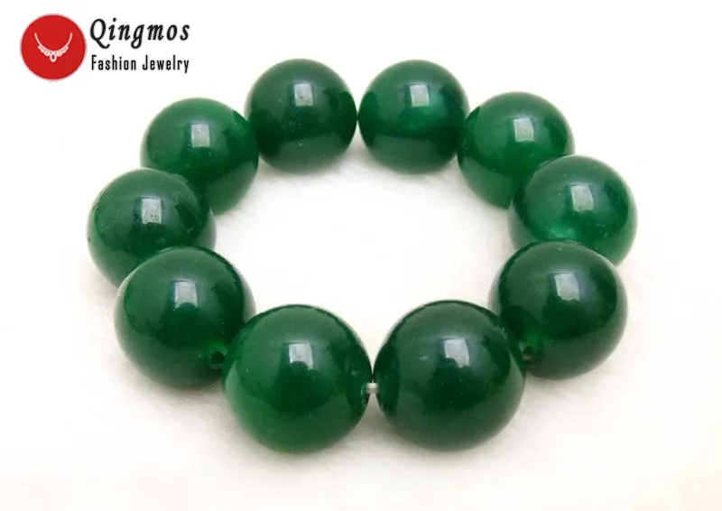 

Qingmos Natural Jades Bracelet for Women with 20mm Round High Quality Green Jades Bracelet Jewelry 7.5'' Bra367 Free Shipping