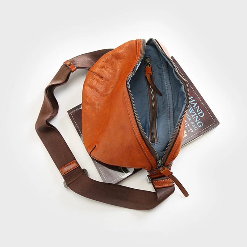 Сумка-пояс из натуральной кожи, Мужская Роскошная брендовая винтажная сумка из воловьей кожи, многофункциональный, туристический сумка через плечо, нагрудные сумки для мужчин