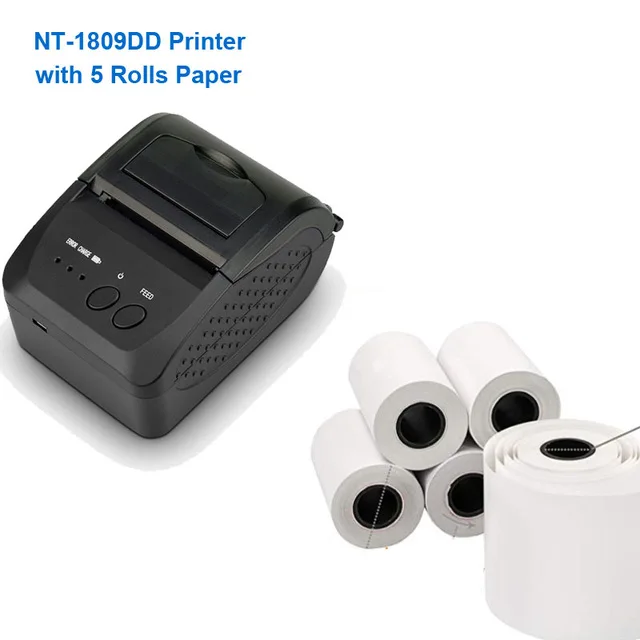 1809DD with 5rolls NETUM 1809DD портативный 58 мм Bluetooth термопринтер Поддержка Android/IOS для POS системы - Цвет: 1809DD with 5rolls