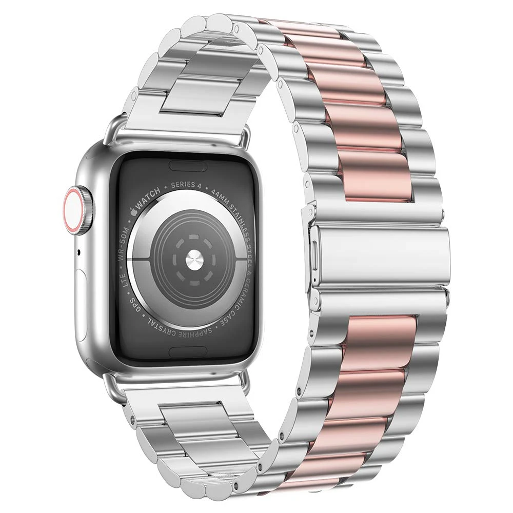 silver rose gold Ремешок для часов из нержавеющей стали для apple watch series 5 44 мм 40 мм, ремешок для бизнес-браслета для iwatch 4, ремешок на запястье - Цвет ремешка: silver rose gold