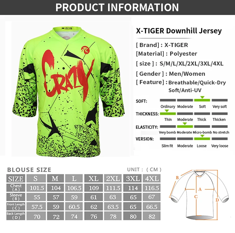 X-Tiger 3/4 рукав Горные Джерси Горный велосипед футболка MTB DH велосипед одежда для велоспорта летняя быстросохнущая футболка для мотокросса