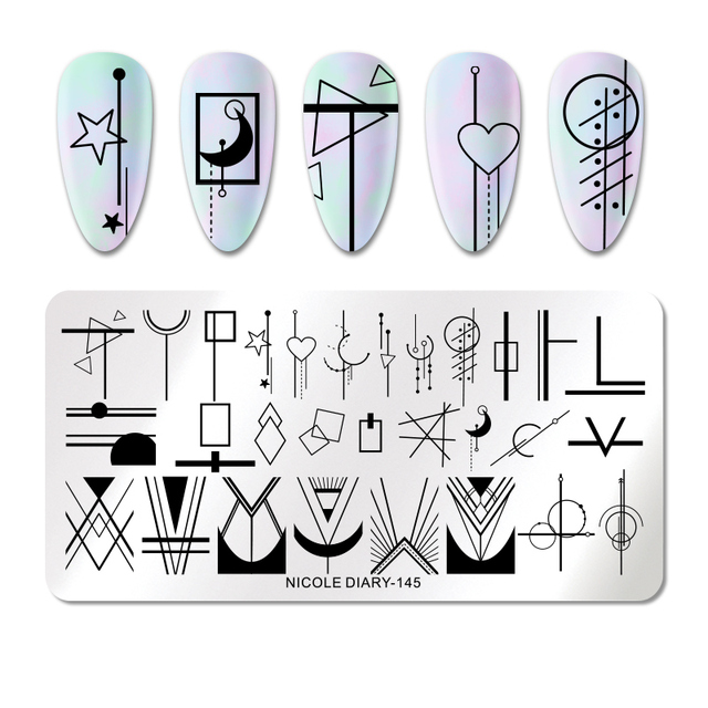 DIARY Line Flower Nail Stamping Plates Chinese Style Letter Pattern Nail Art Stamp Templates Face Leaf Printing Stencil
