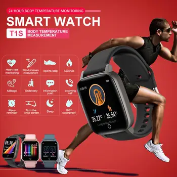 

T1S Smart Watch Waterproof Health Monitoring Heart Rate Bluetooth 5.0 Smart Bracelet Fitness Tracker Temperature Measurement