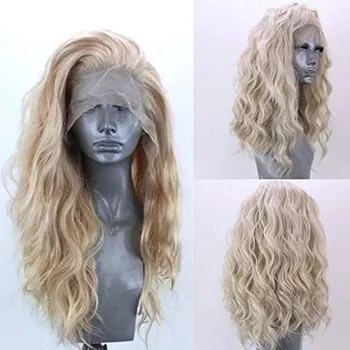 

Bombshell Mix Gold Blonde Synthetic 13*3 Lace Front Wig Loose Water Wave Heat Resistant Fiber Hair Middle Parting For Women Wigs