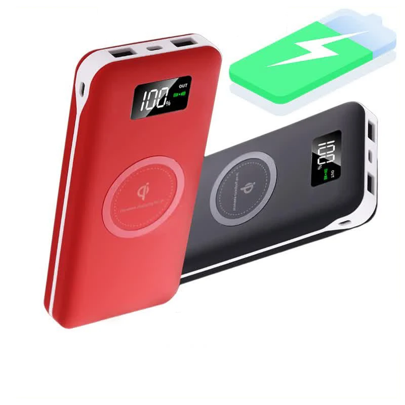 

Wireless Charger Power Bank 2 USB 10000mAh External Battery Fast Charging Powerbank for Xiaomi Mi 9 IPhone Bateria Portatil