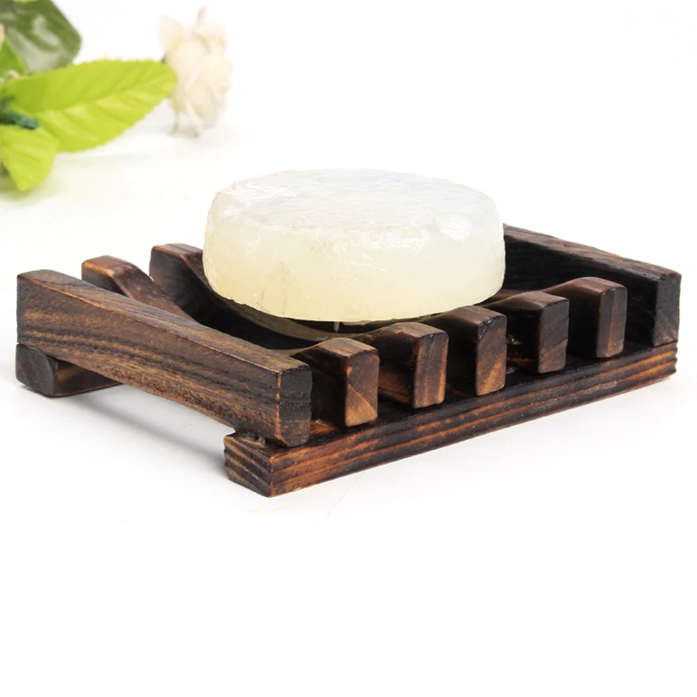 10.8x8x2cm Vintage Handmade Wooden Carbonization Bathroom Soap Dish Sink Sponge Holder Sundries Rack for Bathroom Toilet