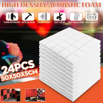 

24Pcs 50x50x5cm Studio Acoustic Soundproof Foam Sound Absorption Treatment Panel Tile Wedge Protective Sponge 4Colors