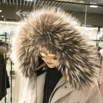 

Real Fur Coat Winter Jacket Women Natural Mink Fur Liner Raccoon Fur Collar Parka Womens Hooded Jackets Abrigo Mujer 9812 YY458
