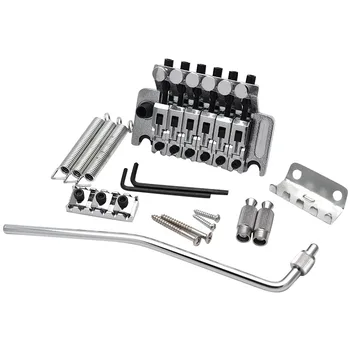

Electric Guitar Tremolo Bridge Systems with Logo Double Locking Edge with Whammy Bar,Silver