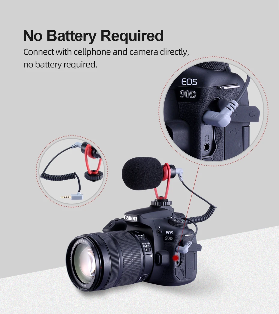 SAIREN VM-Q1 Shotgun Video Microphone On-Camera Mini Condenser Record Interview Vlog Mic for Phone DSLR Osmo Pocket Mobile