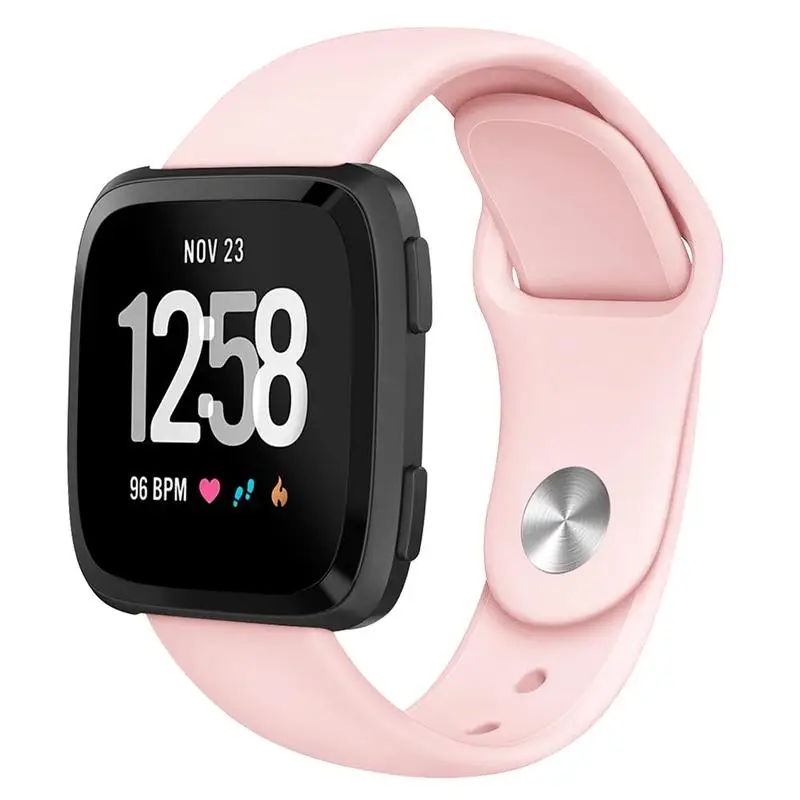 Розовый Сменный спортивный ремешок для Fitbit Versa/Versa Lite Edition из нержавеющей/мягкий силиконовый ремень браслет S/L Размер для Versa2 - Цвет: Розовый
