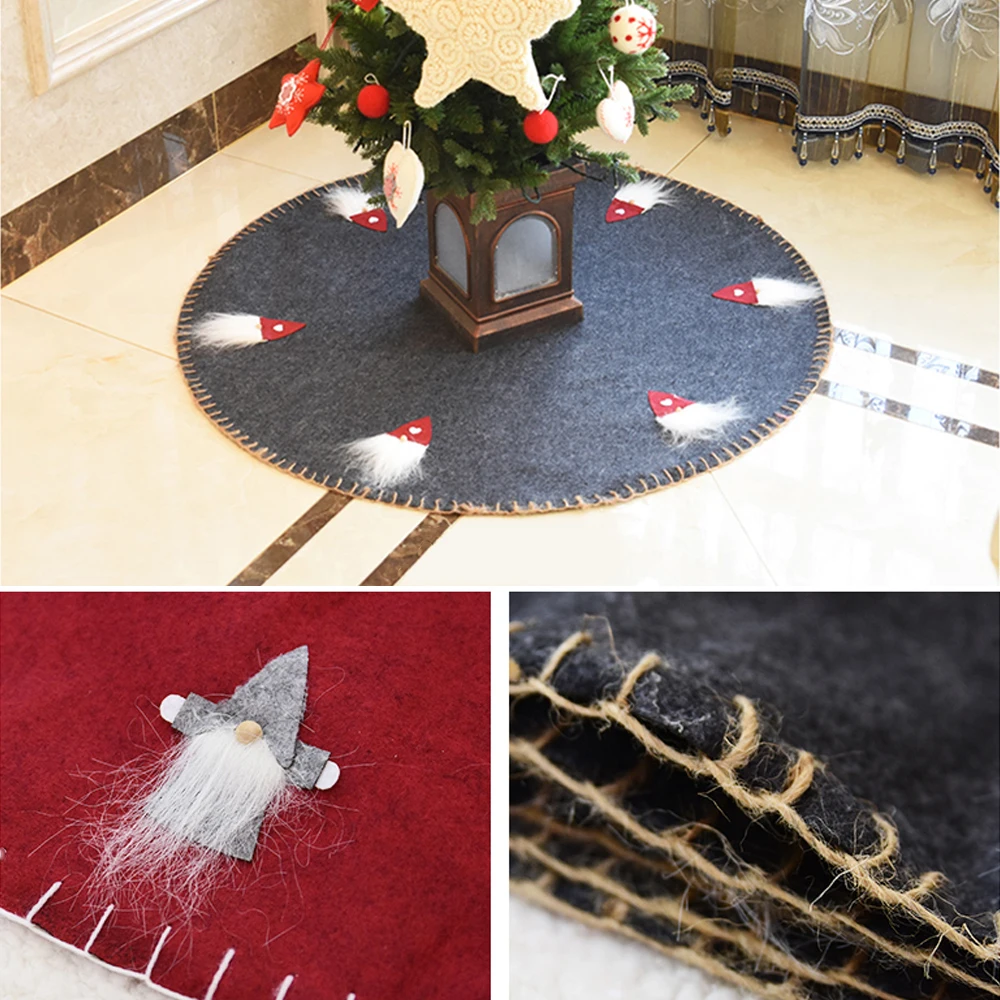 Merry Christmas Tree Skirt Party Decoration For Home Floor Mat Wool Felt Rug Xmas Tree Skirts New Year Decor Diameter 100cm