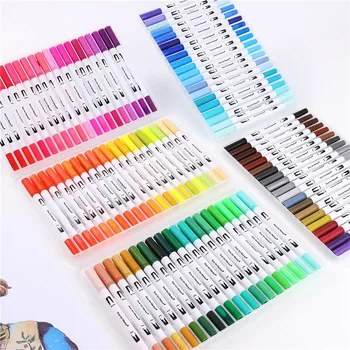 

Double-headed watercolor pen soft head 12 color 24 color 36 color color marker set hook line pen