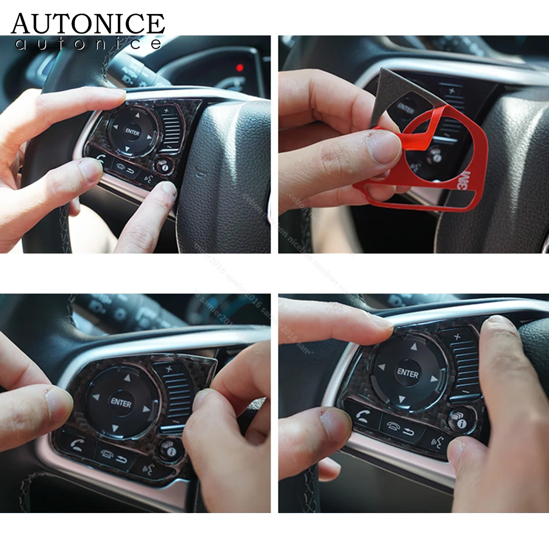 Подходит для Honda Civic 2 шт. углеродное волокно красный левый и правый стороны рулевое колесо Крышка отделка