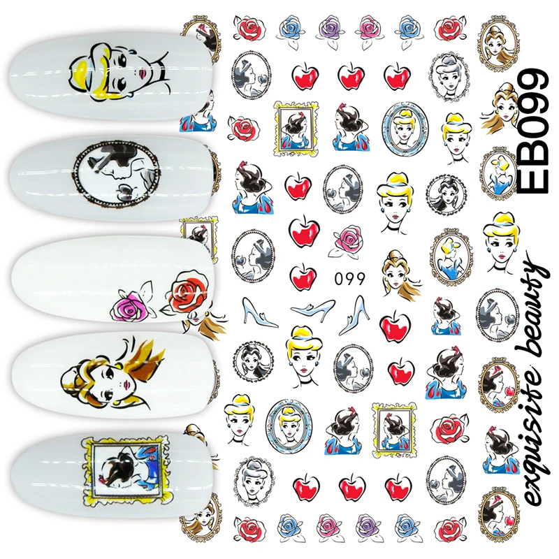 

EB-99 Newest design cartoon SNOW girl colorful film designs 3d nail art sticker nail decal accessories