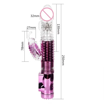 IKOKY Dildo Vibrator for Women Telescopic Rotating Bead Rods USB Rechargeable Butterfly Dual Vibration Wand Sex Toys 6