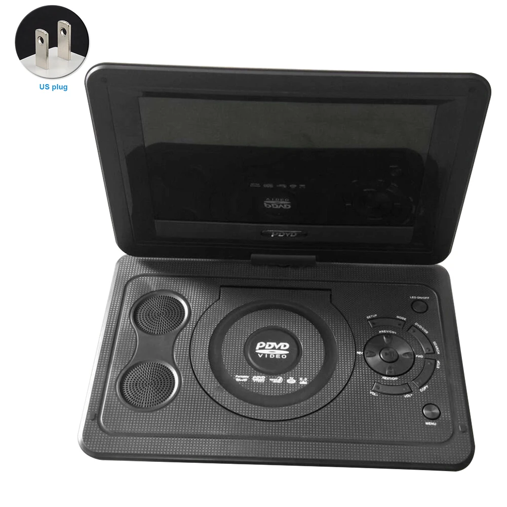 Black US Открытый поворотный экран HD lcd Портативный 13,9 дюймовый dvd-плеер CD tv игровой автомобиль домашний перезаряжаемый аккумулятор USB мини - Цвет: Black US