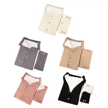 

2PCS Baby Fleece Blanket Swaddle with Stroller Hand Muff Hands Warmer Sleepsacks