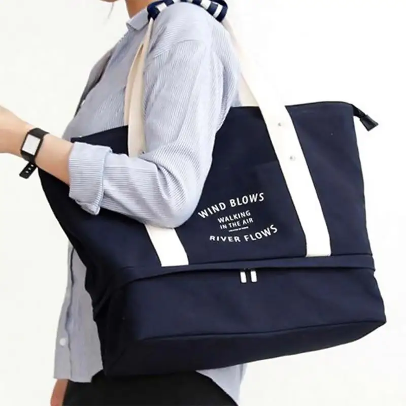 Дорожная сумка для путешествий, сумка для путешествий, большая сумка для путешествий, сумка для багажа для женщин и мужчин, органайзер для костюма, сумка для упаковки, сумка для путешествий - Цвет: Navy Blue