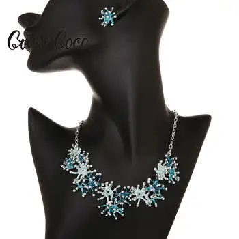 

Cring Coco 2020 New Arrival Unique Design Coral Shape Necklaces for Women Female Trendy Blue Enamel Alloy Choker Necklace Girls