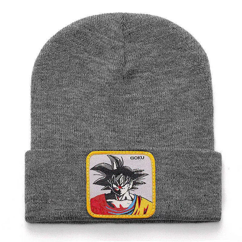 Dragon Ball Z MAJIN BUU Beanie высококачественные хлопковые повседневные шапочки для мужчин и женщин теплая вязаная зимняя шапка модная однотонная Кепка в стиле унисекс - Цвет: goku gray