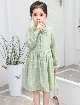 

British children's clothing British girls wave point chiffon dress autumn new high-end foreign girls baby princess dress