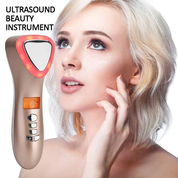 

LED Hot Cold Face Skin Care Device Massager Hammer Ultrasonic Cryotherapy Facial Vibration Red Blue Light Ion Beauty Instrument