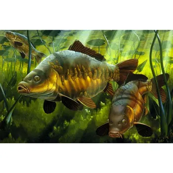 

5D Diamond Painting Carp Fishing Set Cross Stitch Kit Full Drill Embroidery Diamond Mosaic Art Picture of Rhinestones Decor Gift