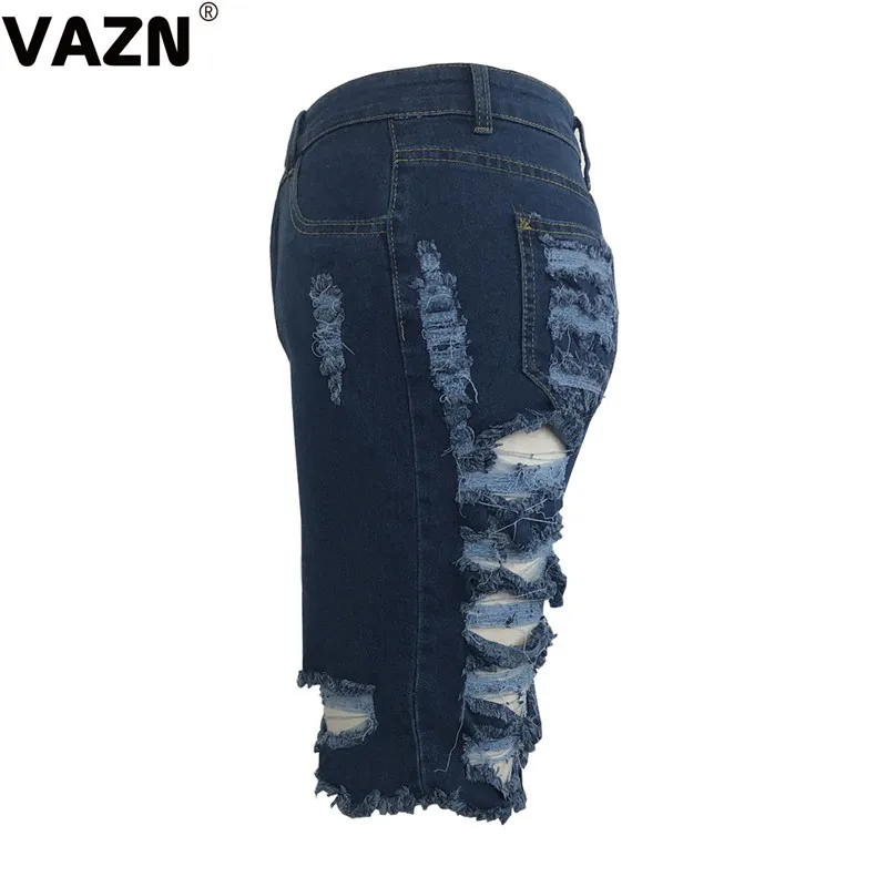 VAZN GHSF12038 новые молодежные открытые модные уличные модные однотонные простые женские тонкие джинсовые короткие брюки с высокой талией