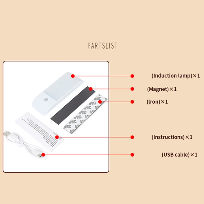 2 шт. инфракрасный датчик движения PIR USB Перезаряжаемый 12 светодиодов Лампа из бисера ночник индукция коридор гардероб настенный светильник