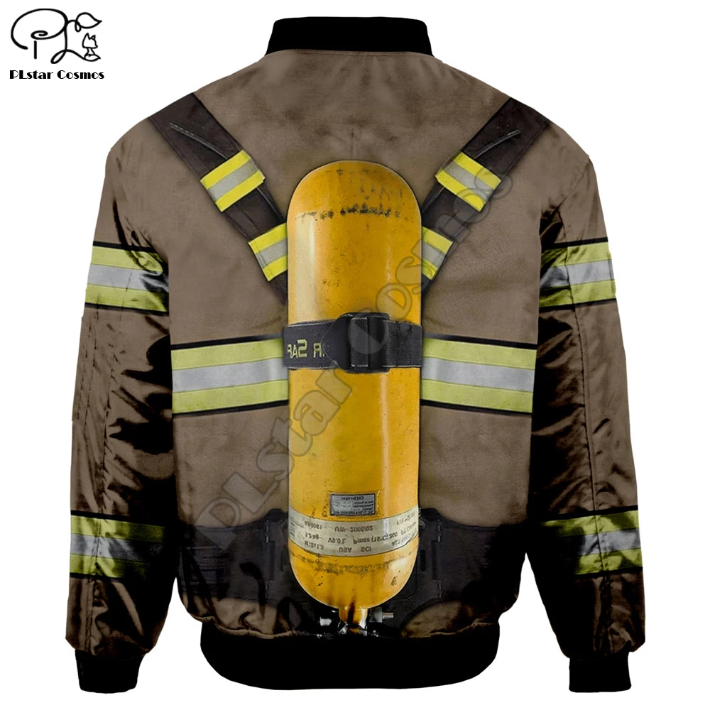 Мужские теплые куртки-бомберы унисекс с 3D принтом пожарного, мужские зимние плотные повседневные куртки с длинным рукавом, куртки-пальто