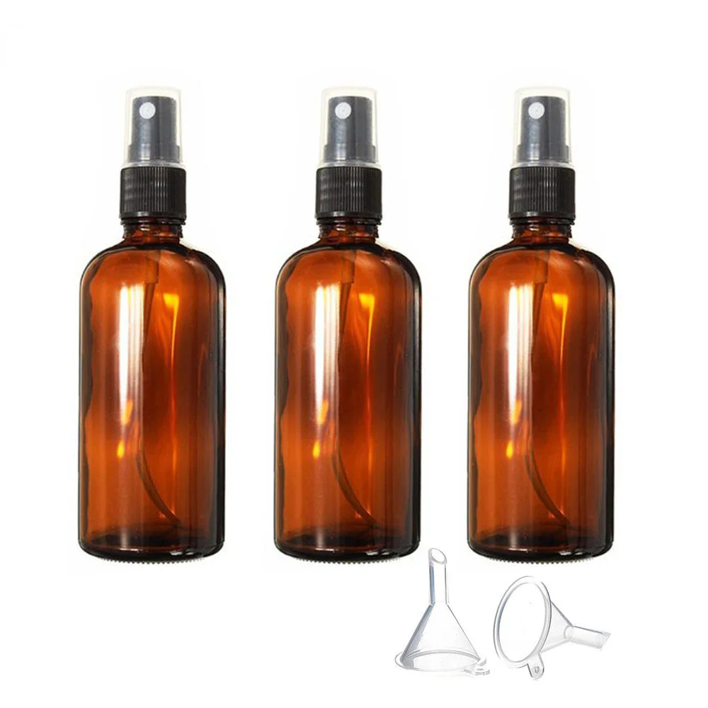 

100ml Amber Glass Spray Bottles Perfume Dispenser with Fine Mist Sprayer & Dust Cap for Essential Oils Aromatherapy 3pack